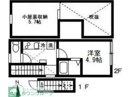 シャトーユーカ(1K/2階)の間取り写真