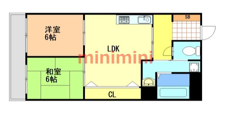 双葉ビル(2LDK/4階)の間取り写真