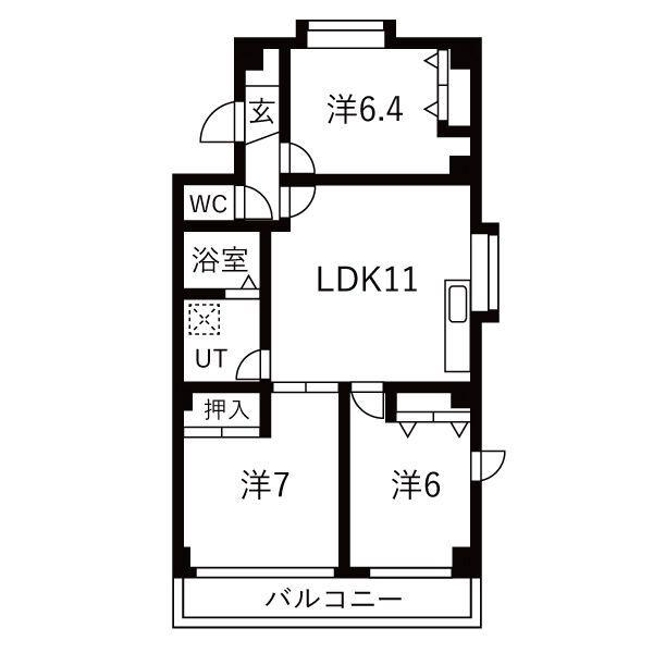 プリミエール藤江I(3LDK/2階)の間取り写真