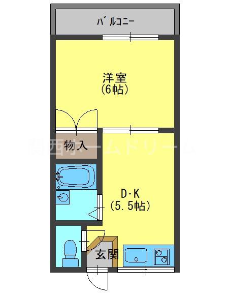 末広大丸マンション(1DK/4階)の間取り写真