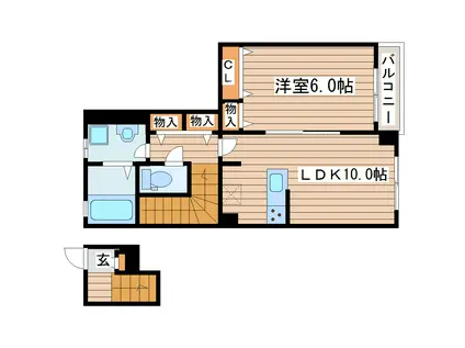 KUJIRA-SO(1LDK/2階)の間取り写真