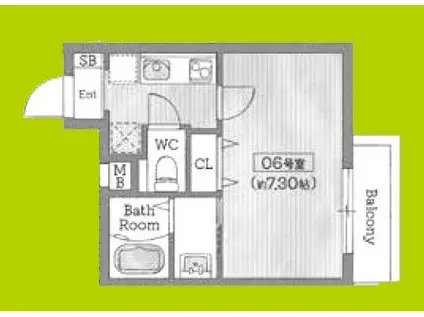 AILE石橋III(1K/2階)の間取り写真