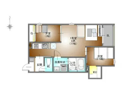 REGALEST名駅松原(2LDK/3階)の間取り写真