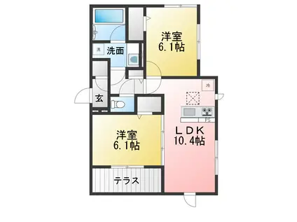 メゾンクレール(2LDK/1階)の間取り写真