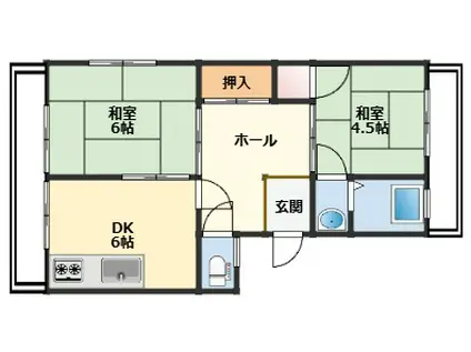 マンション チヅル(2DK/1階)の間取り写真