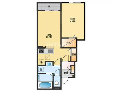 ヴィトーリア(1LDK/1階)の間取り写真