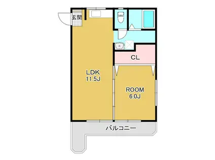 岡田マンション(1LDK/2階)の間取り写真