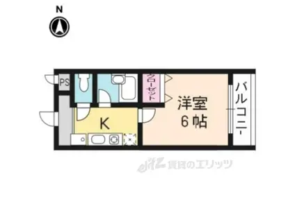 地下鉄烏丸線 今出川駅 徒歩12分 3階建 築27年(1K/1階)の間取り写真