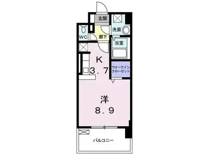 マーヴェラス駅南(1K/6階)の間取り写真