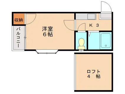 大橋メゾンBMIII-B(1K/2階)の間取り写真