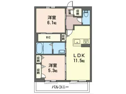 フォレナB(2LDK/2階)の間取り写真