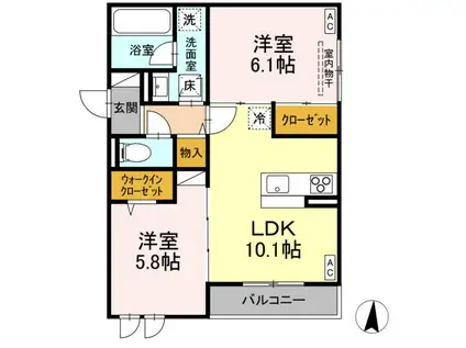 D-RESIDENCE吉津(2LDK/1階)の間取り写真