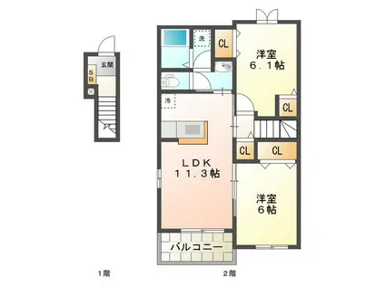 Y PLACE III(2LDK/2階)の間取り写真