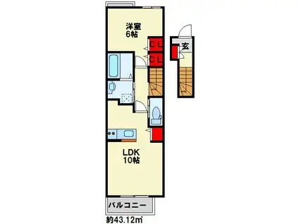 エクセレント IV(1LDK/2階)の間取り写真