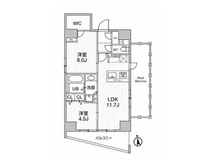 クレアティフ秋葉原(2LDK/15階)の間取り写真