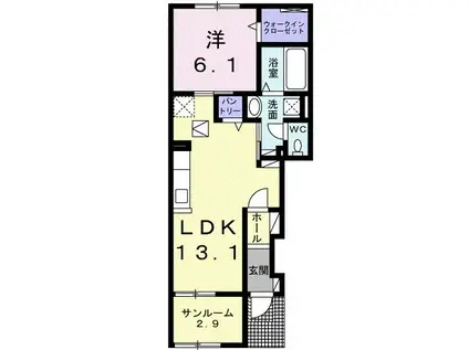 エムズエール(1LDK/1階)の間取り写真