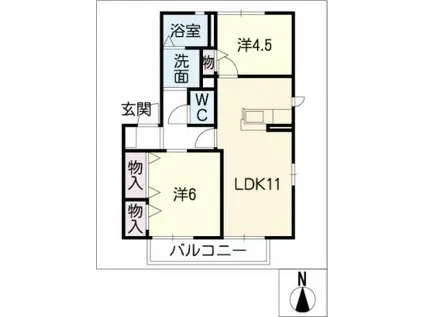 エタニティI(2LDK/1階)の間取り写真