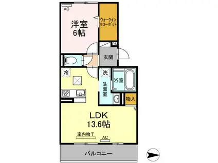 メゾン勝賀(1LDK/1階)の間取り写真