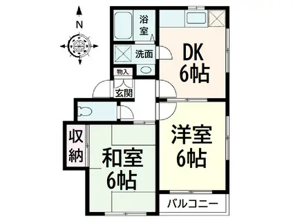 チェリーブラッサムA棟(2DK/2階)の間取り写真