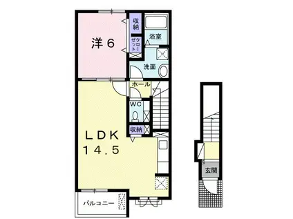 ミレグランデII(1LDK/2階)の間取り写真