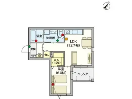 ヘーベルVILLAGE高野台(1LDK/4階)の間取り写真