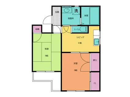 秋山コーポ(2K/1階)の間取り写真