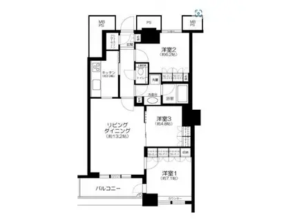 THE TOKYO TOWERS SEA TOWER(3LDK/45階)の間取り写真