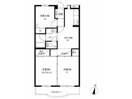 ひかりハイツ(3DK/4階)の間取り写真