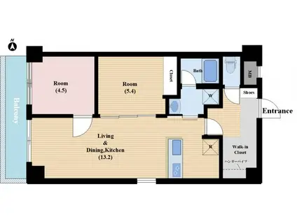 SOUND STAGE1ST(2LDK/4階)の間取り写真