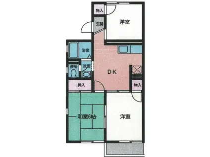 コートビレッジA棟(3DK/2階)の間取り写真