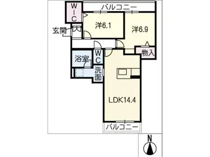 リオリエント鶉(2LDK/2階)の間取り写真