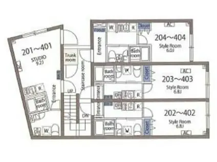 アヴァンタージュ大井町(ワンルーム/2階)の間取り写真