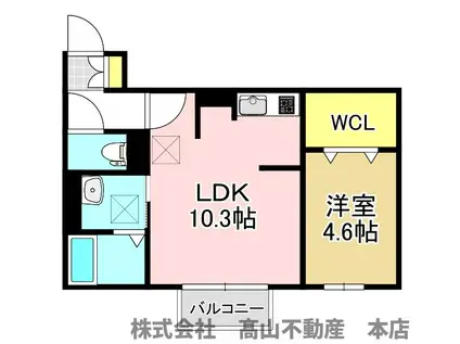 モアプラス東鳴水(1LDK/2階)の間取り写真