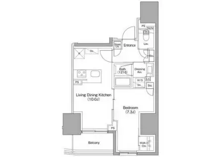 ザ・パークハビオ本郷菊坂(1LDK/3階)の間取り写真
