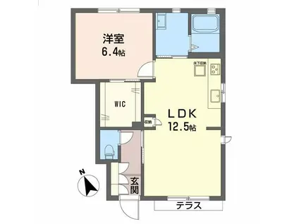 ヴィラ ロズィール  B棟(1LDK/1階)の間取り写真