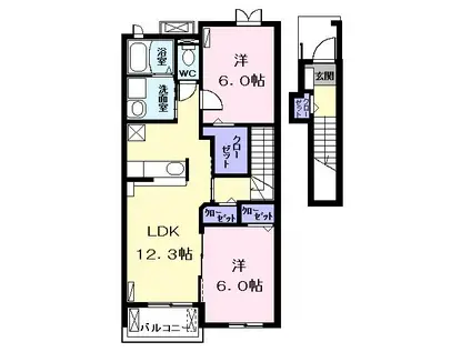 ラヴァーズ A(2LDK/2階)の間取り写真