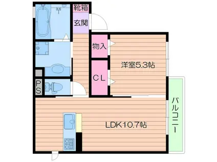 RIVIERE 太子橋今市(1LDK/1階)の間取り写真