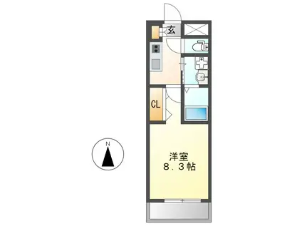 パルティール名駅北(1K/10階)の間取り写真