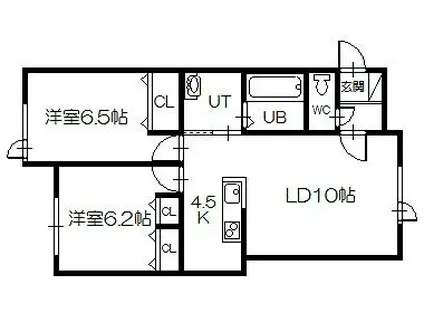 ルラーシェ5(2LDK/2階)の間取り写真