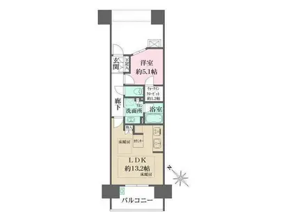 ザ・広島フロント(1LDK/2階)の間取り写真