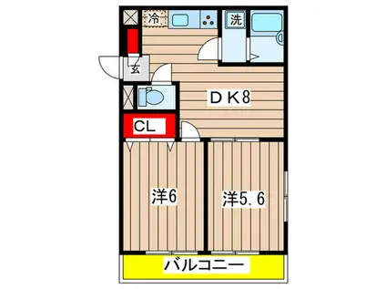 日吉マノワール(2DK/2階)の間取り写真