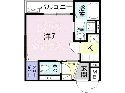 YSコート(1K/2階)の間取り写真