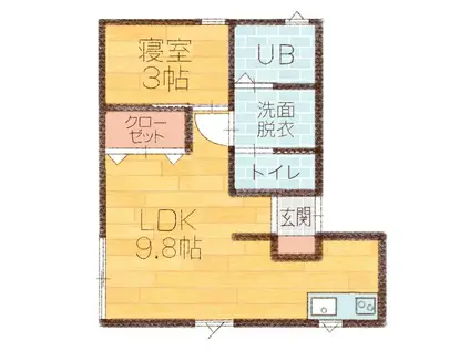 L-COLLECTION青陵前(1LDK/1階)の間取り写真