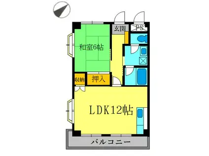アルム栗平(1LDK/4階)の間取り写真