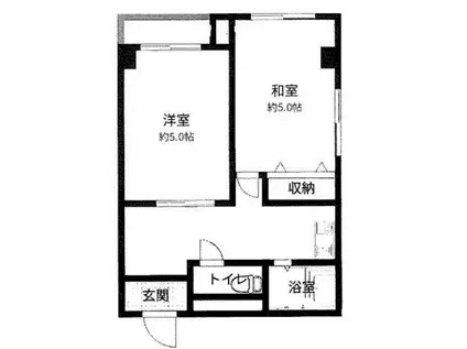 マンション鶴(2DK/2階)の間取り写真