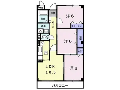 アンソレイエ・ユニティ(3LDK/1階)の間取り写真