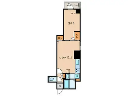 ゼクスSHIROKANE(1LDK/4階)の間取り写真