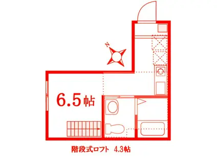 ハーミットクラブハウスAI二俣川(ワンルーム/2階)の間取り写真