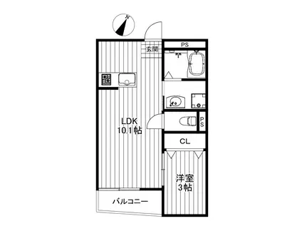 VERUS三軒茶屋(1LDK/2階)の間取り写真