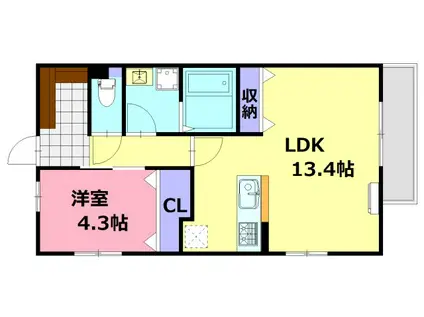 アーデル美鈴園(1LDK/3階)の間取り写真